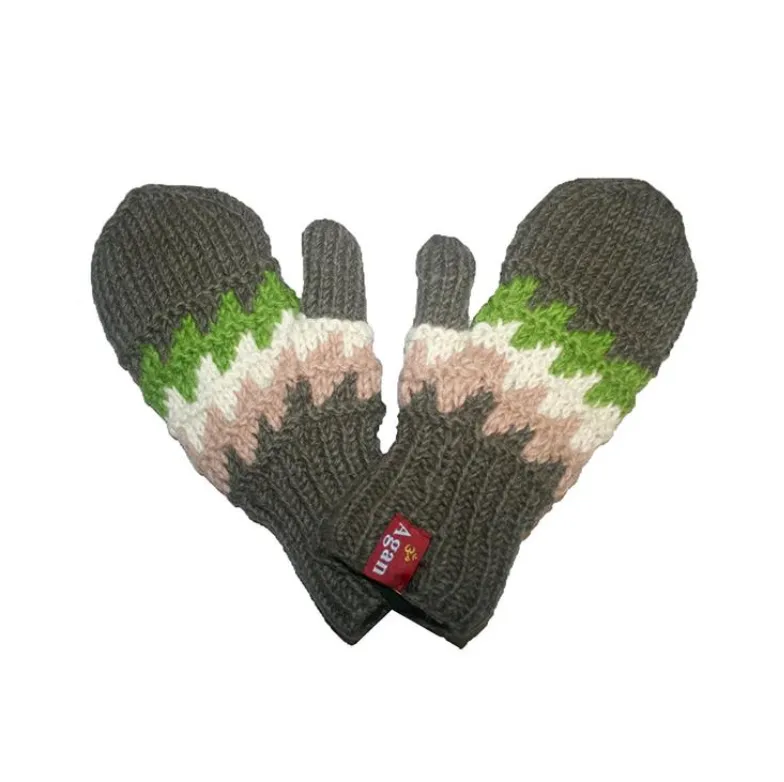 1415 Himalayan Sheep Wool Unisex Knit Folding Glove, Mitten Hat OR Set ~ Small / Medium