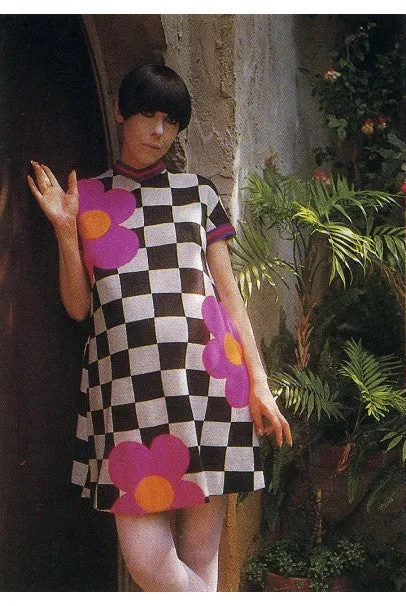 1965 Rudi Gernreich 'Flower Power' Applique Orange Wool Mod Maxi Dress