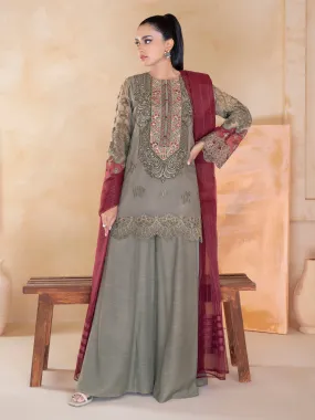 3 Piece Organza Suit-Embroidered (Unstitched)