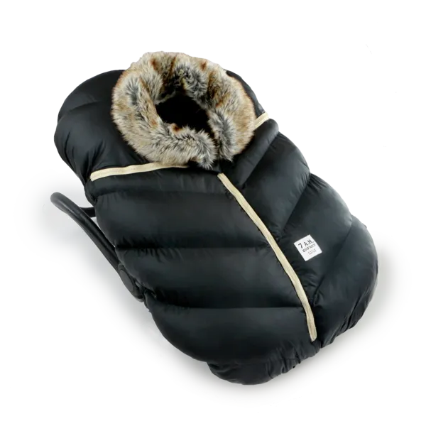 7 AM Car Seat Cocoon - Tundra Black Faux Fur (0-12M)
