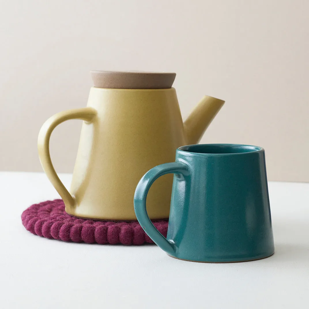 ALO Handmade Conical Stoneware Mug - Teal Green
