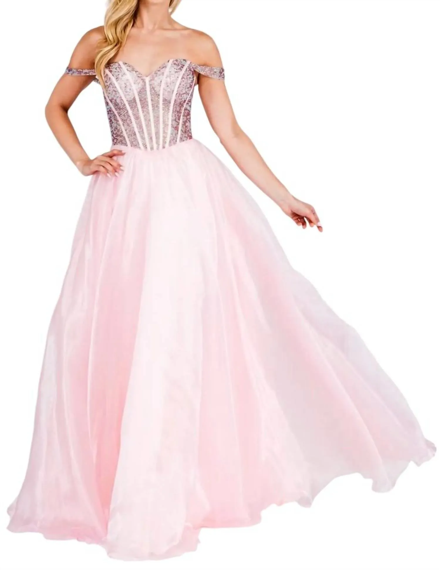 Amelia Couture - BEADED OFF SHOULDER ORGANZA GOWN