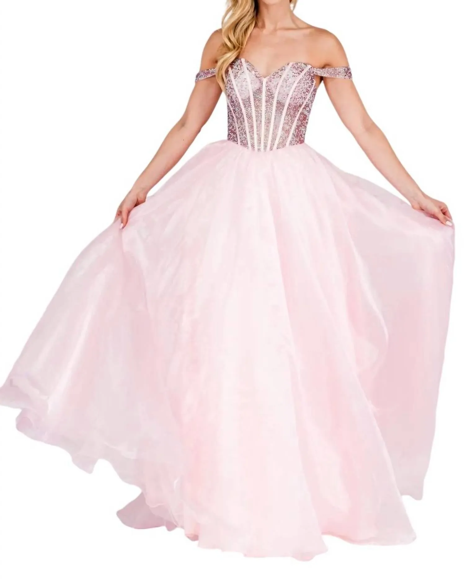 Amelia Couture - BEADED OFF SHOULDER ORGANZA GOWN