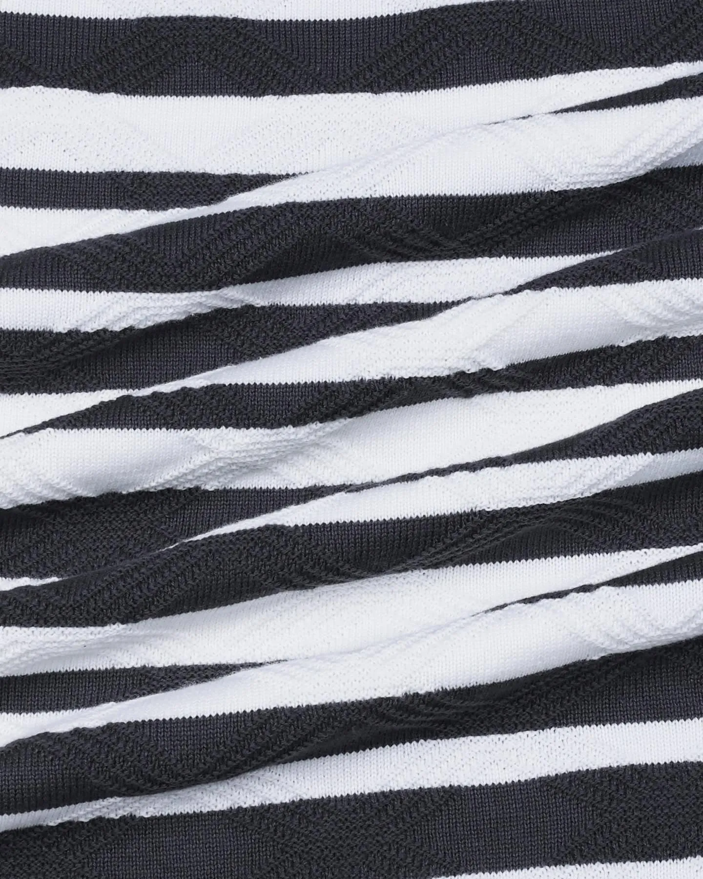 Aura Gray Stripe Knitted Cotton T-Shirt