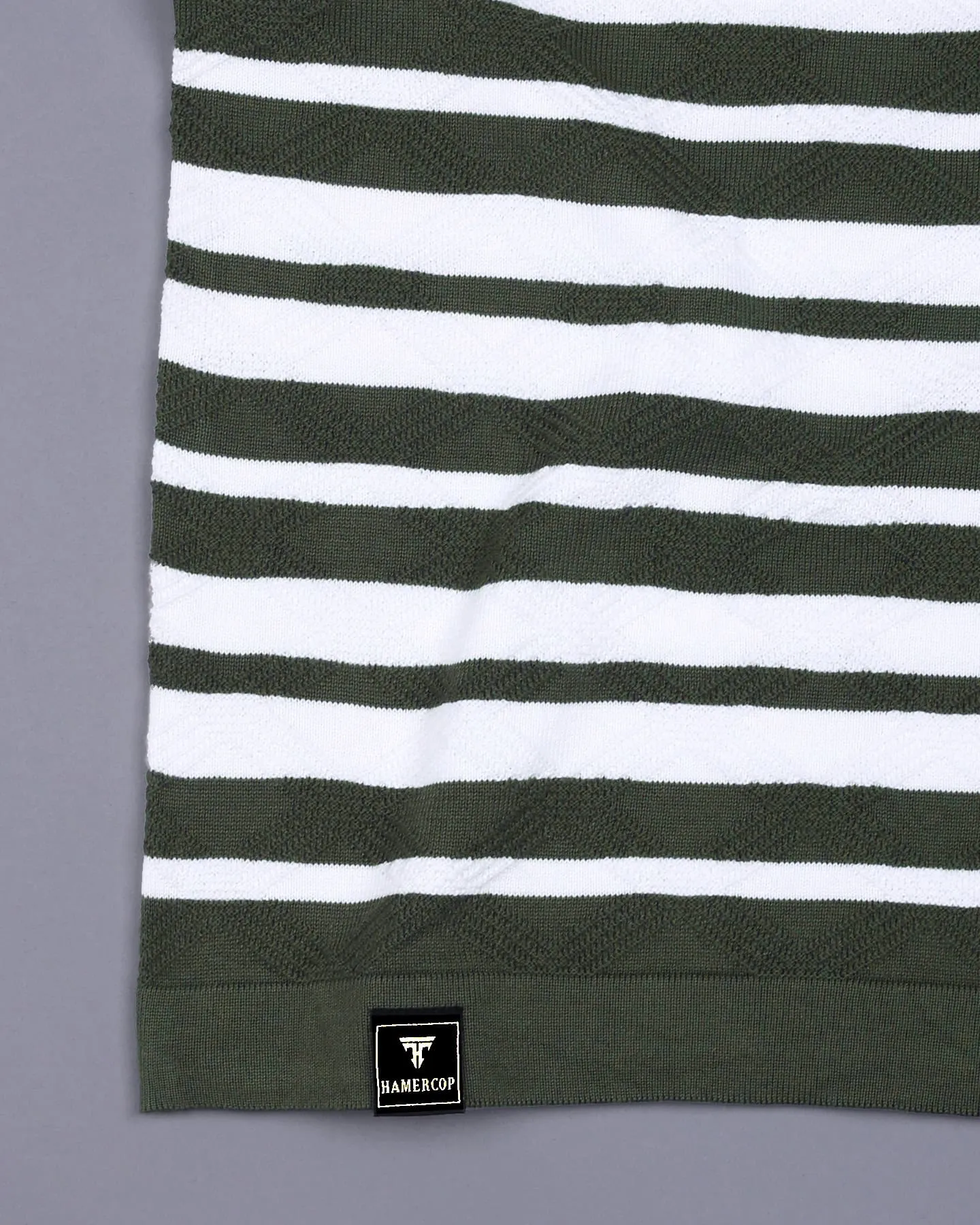 Aura Green Stripe Knitted Cotton T-Shirt