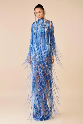 Ava Straight High Neck Tulle Maxi Dress