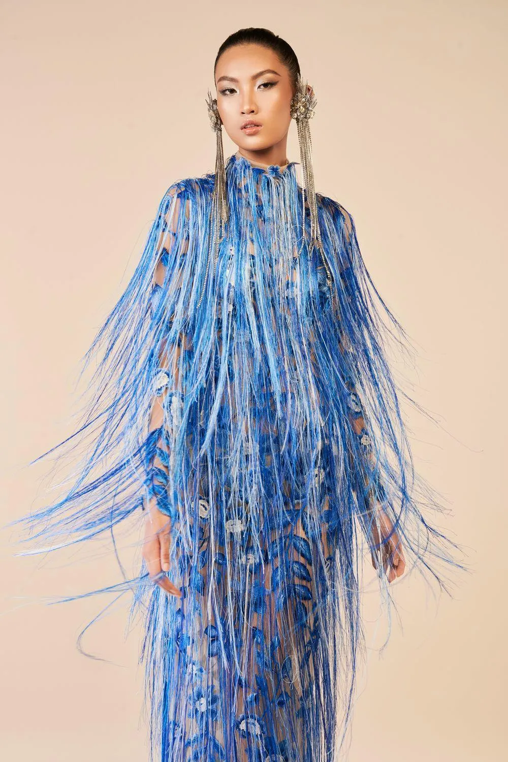 Ava Straight High Neck Tulle Maxi Dress