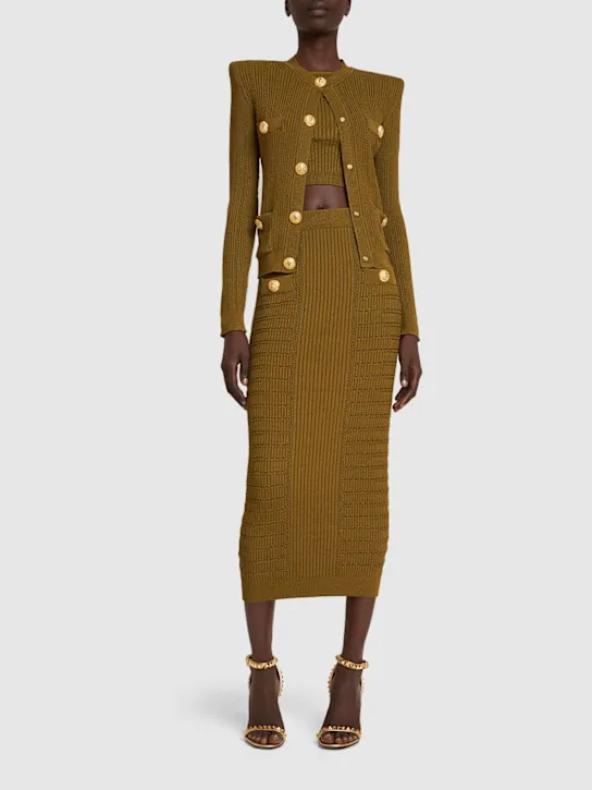 Balmain   Buttoned viscose rib knit cardigan 