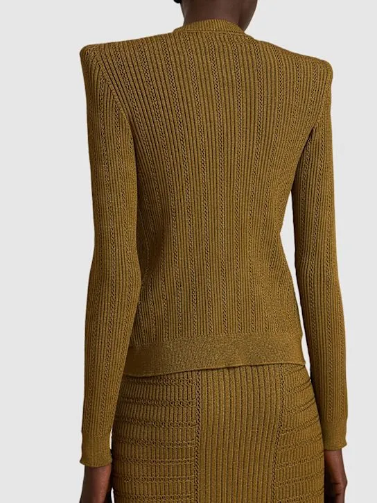 Balmain   Buttoned viscose rib knit cardigan 
