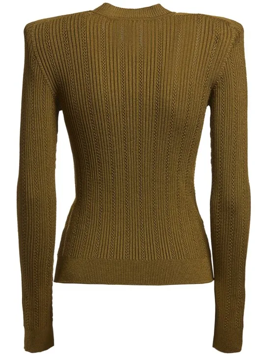 Balmain   Buttoned viscose rib knit cardigan 