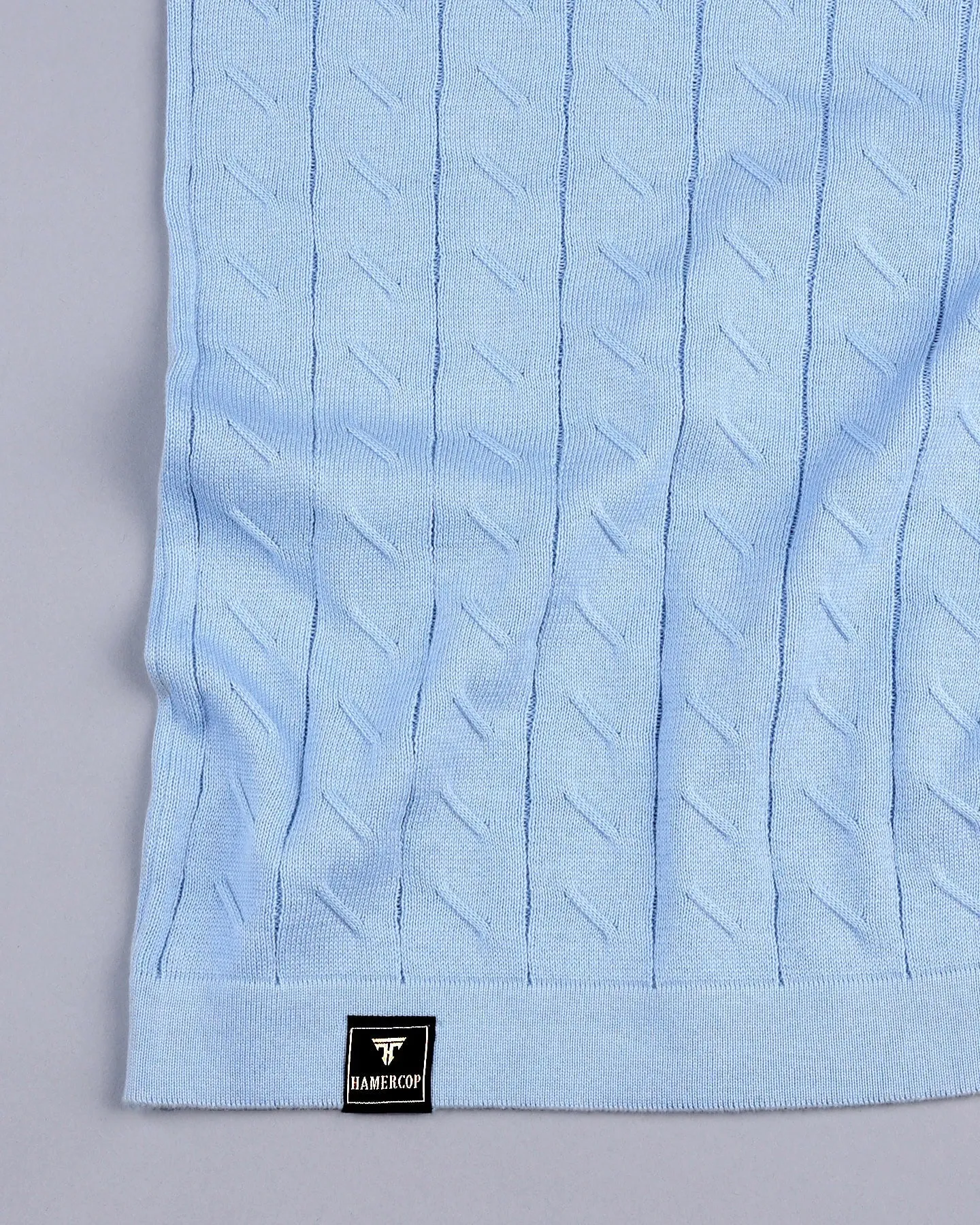 Basco SkyBlue Knitted Cotton Polo T-Shirt