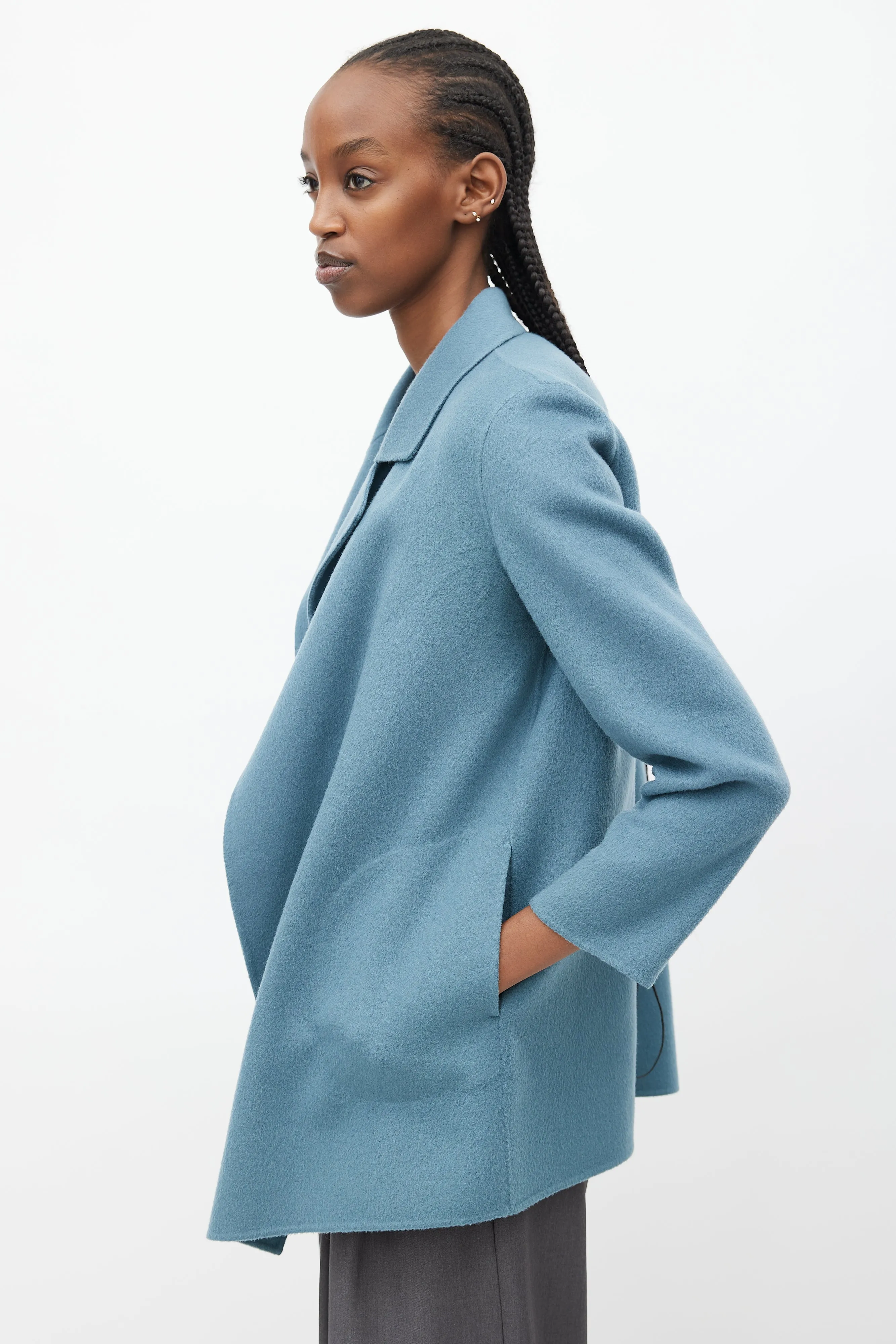 Blue Wool Open Jacket