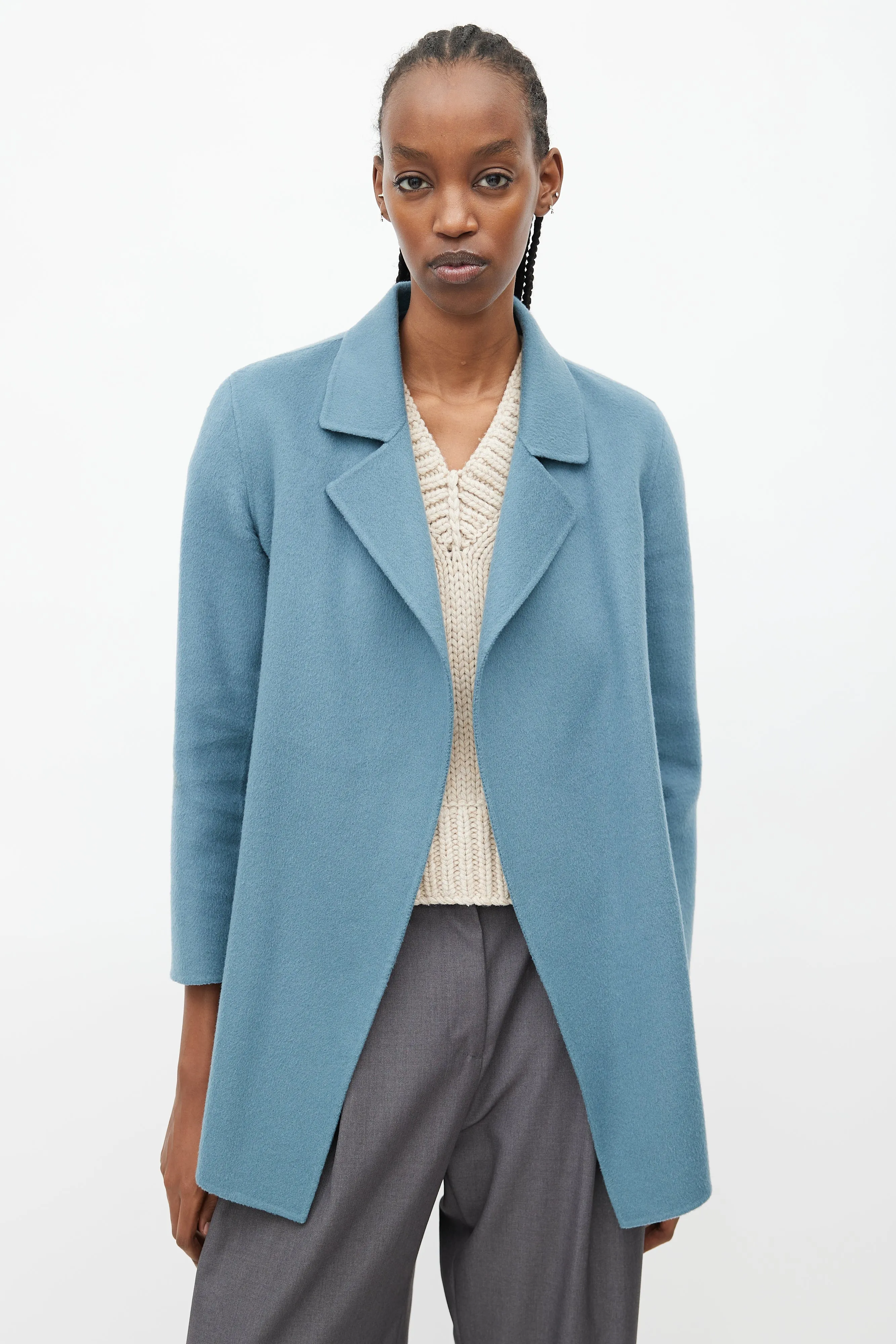 Blue Wool Open Jacket