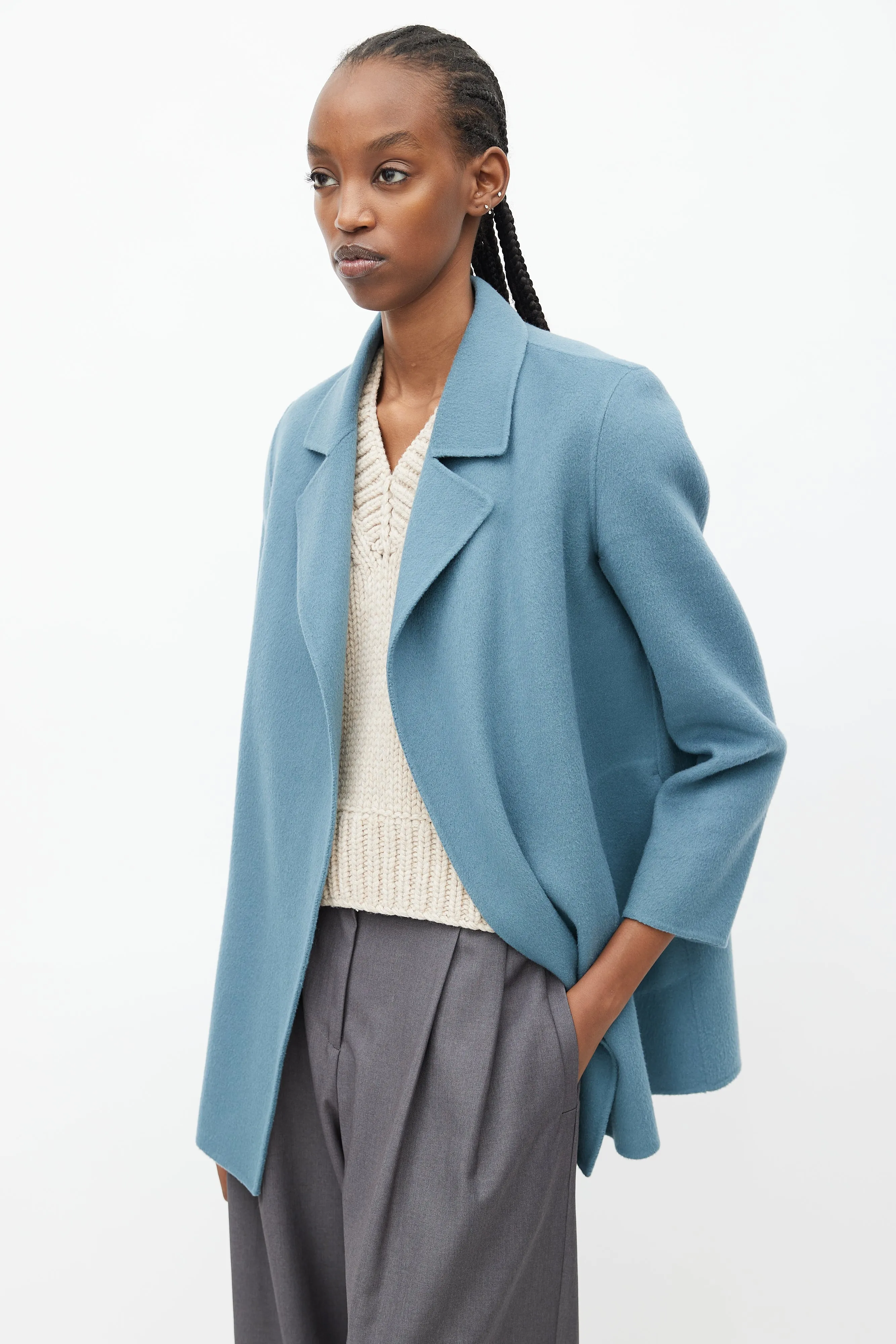 Blue Wool Open Jacket
