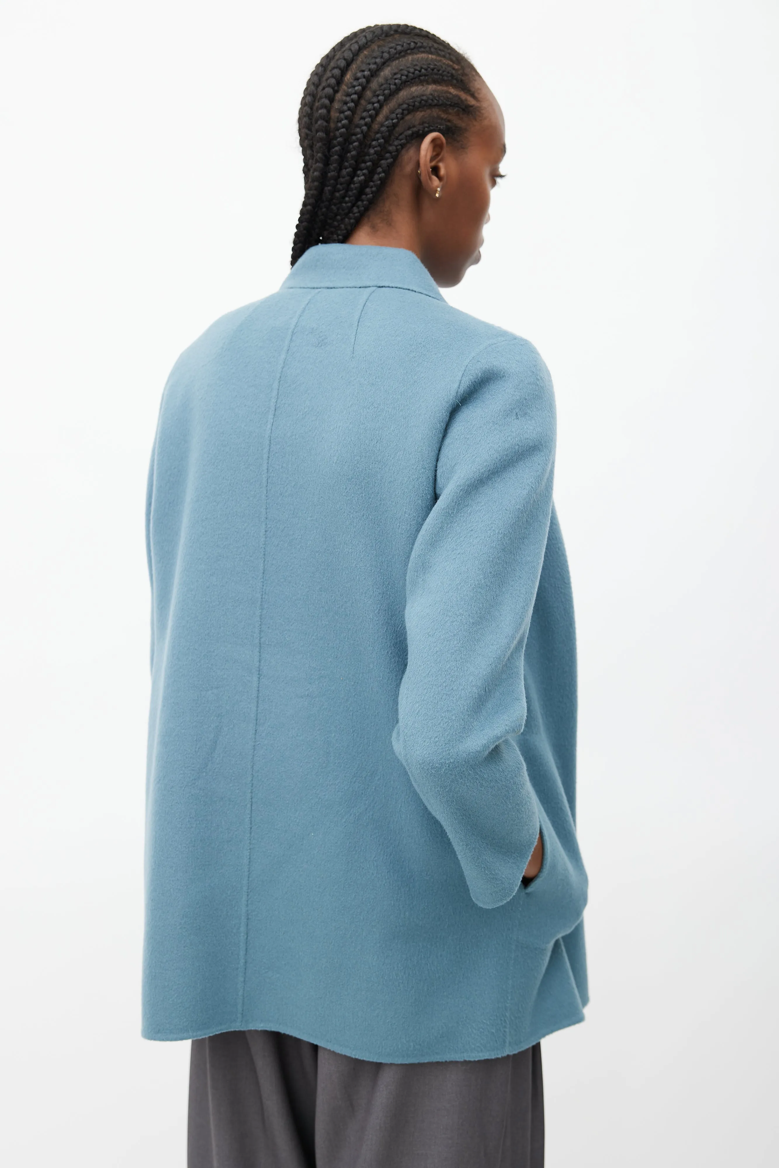 Blue Wool Open Jacket