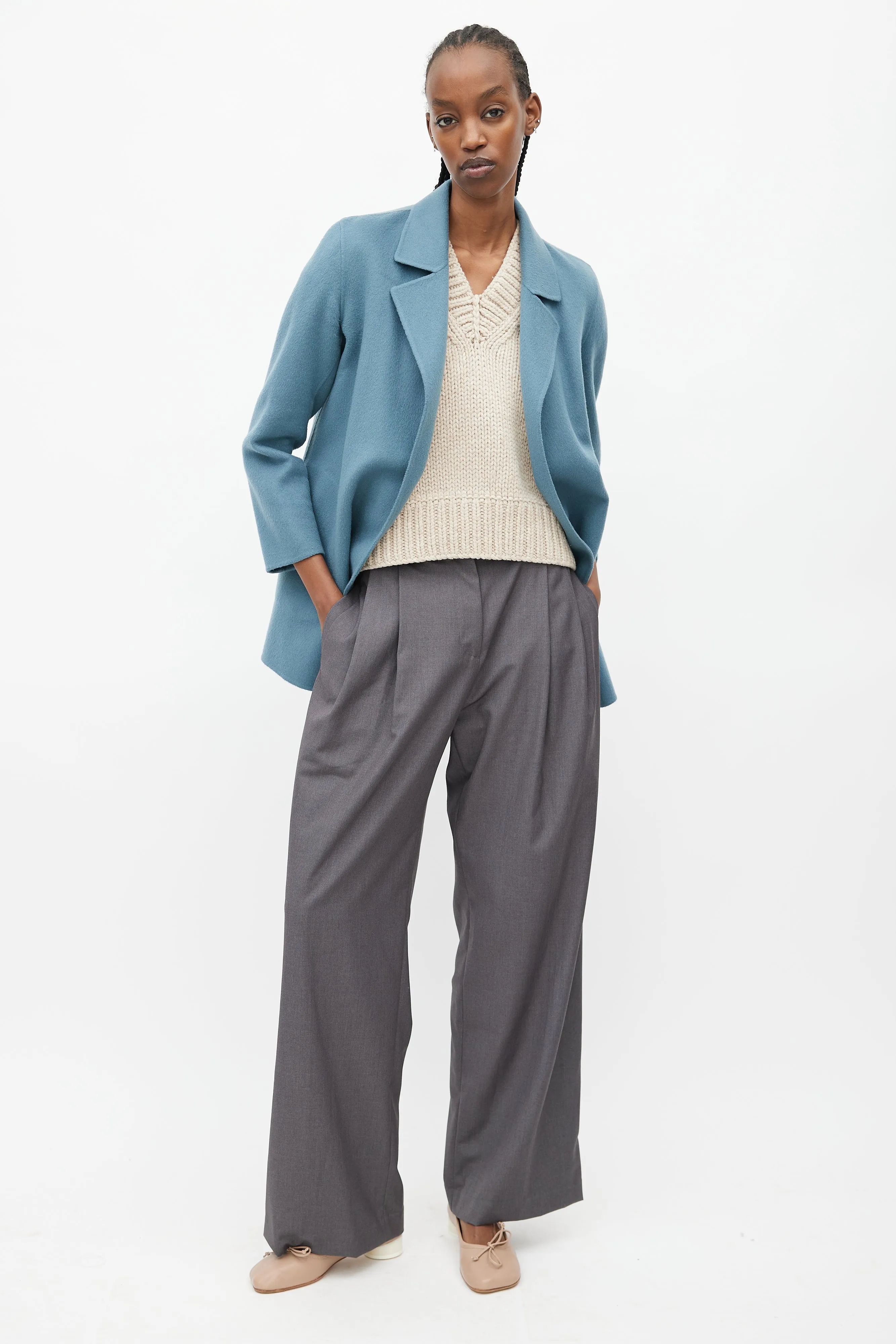Blue Wool Open Jacket