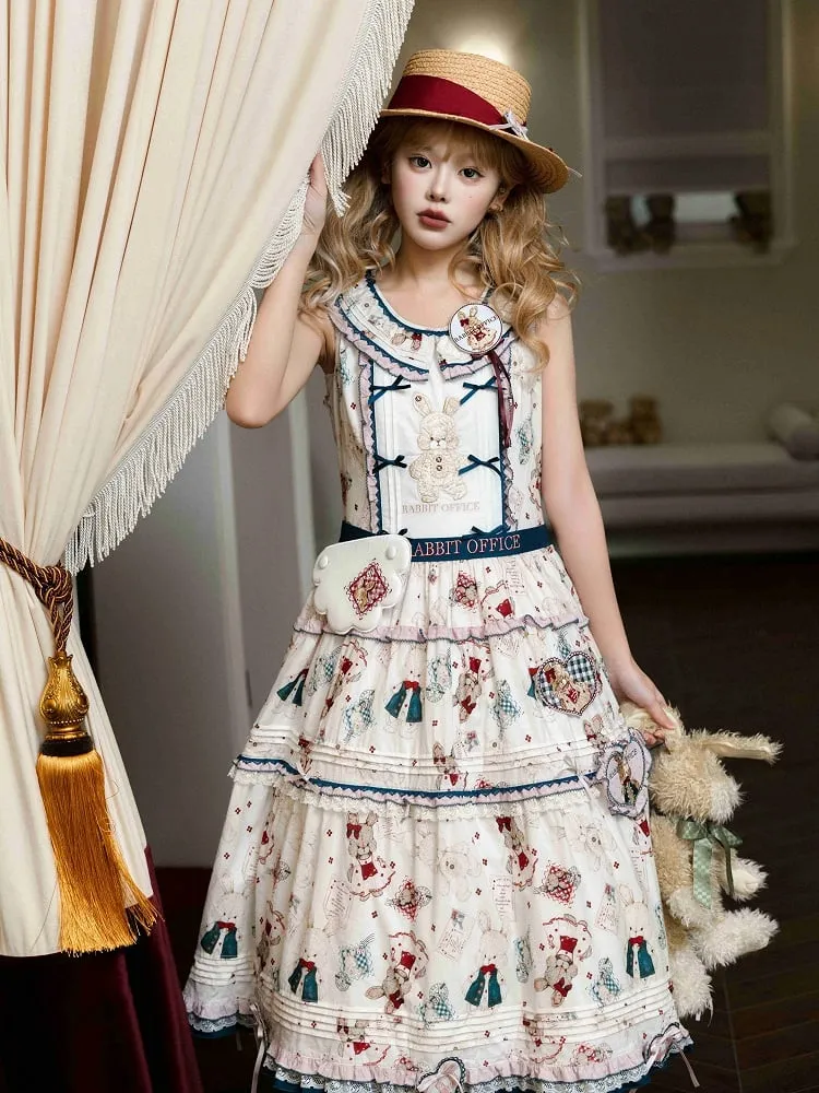 Cute Bunny Print Sweet Lolita Comfortable Sleeveless Cotton Dress