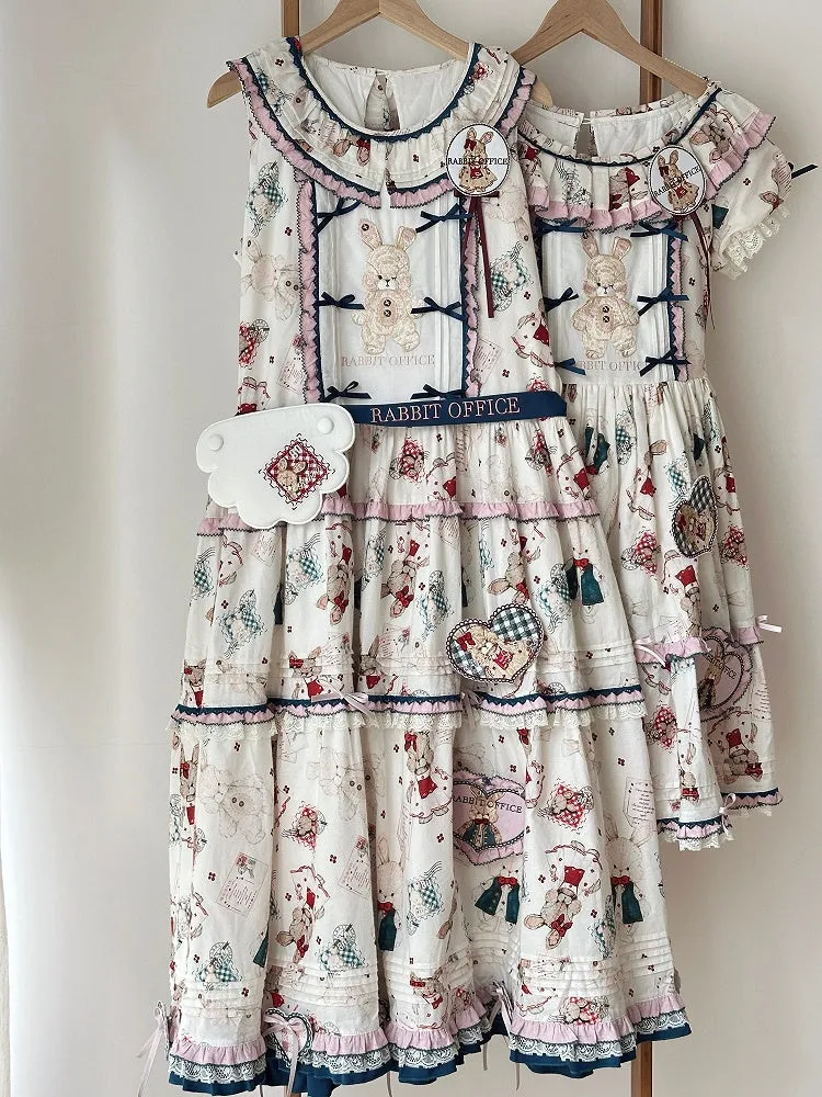 Cute Bunny Print Sweet Lolita Comfortable Sleeveless Cotton Dress