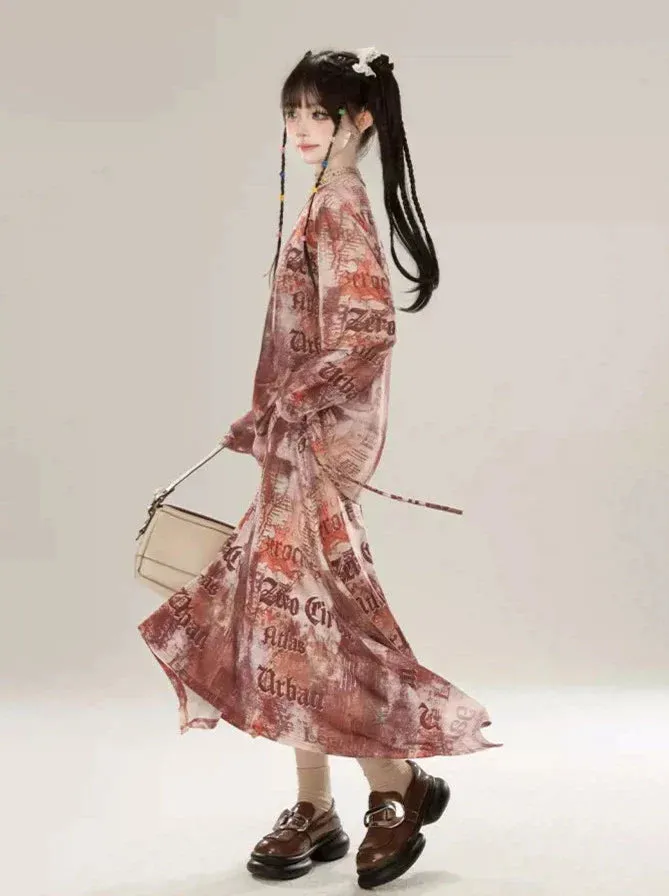 Dress Digital Irregular Print Suspender American
