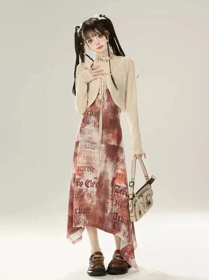 Dress Digital Irregular Print Suspender American