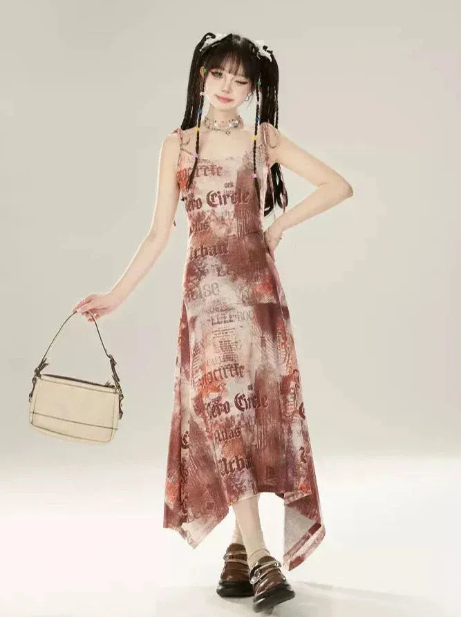 Dress Digital Irregular Print Suspender American