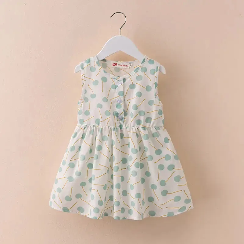 Girls Dress Summer Floral Pattern Children'S Skirt 100% Cotton Sundress Cute Comfortable Baby Beach Wear Kids Casual Clothes