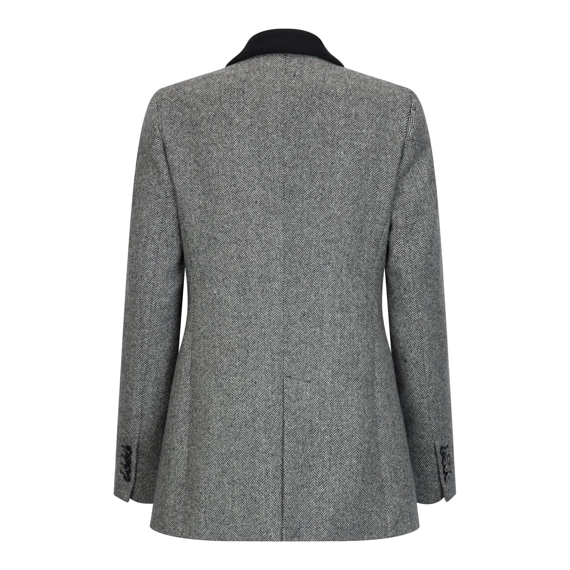 Grey Herringbone Clodagh Double Breasted Tweed Jacket