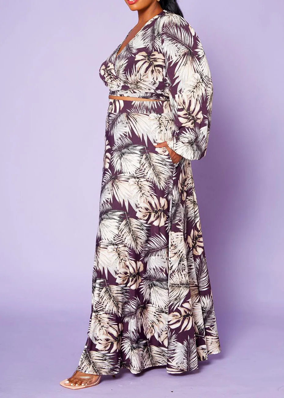 Hi Curvy Plus Size Women Luxurious blouse Top with Maxi Skirt Set
