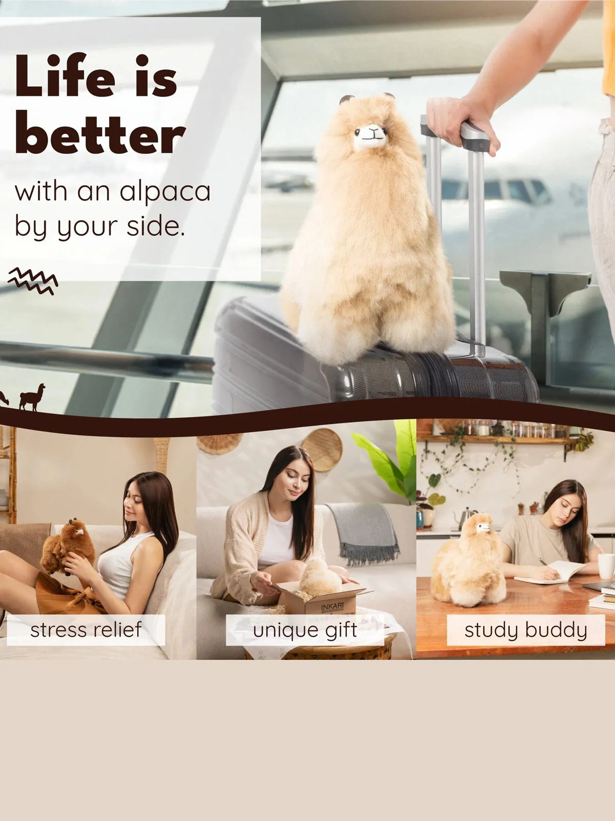 Inkari Alpaca Limited Edition-BROWNIE-Large 50cm