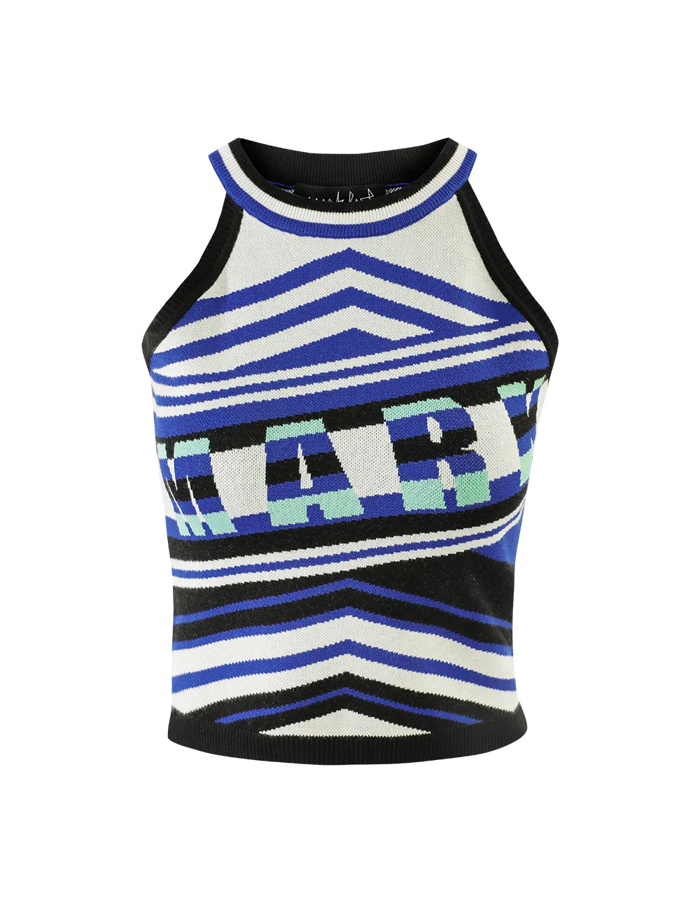 Mark Fast Kristin Mix Halterneck Jacquard Knitted Vest