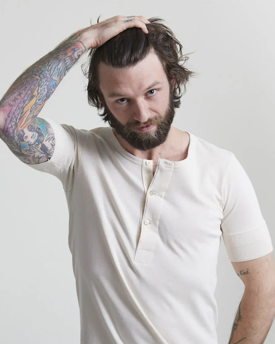 Merz B Schwanen Good Originals 207 8.6oz Loopwheeled S/S Henley - Nature