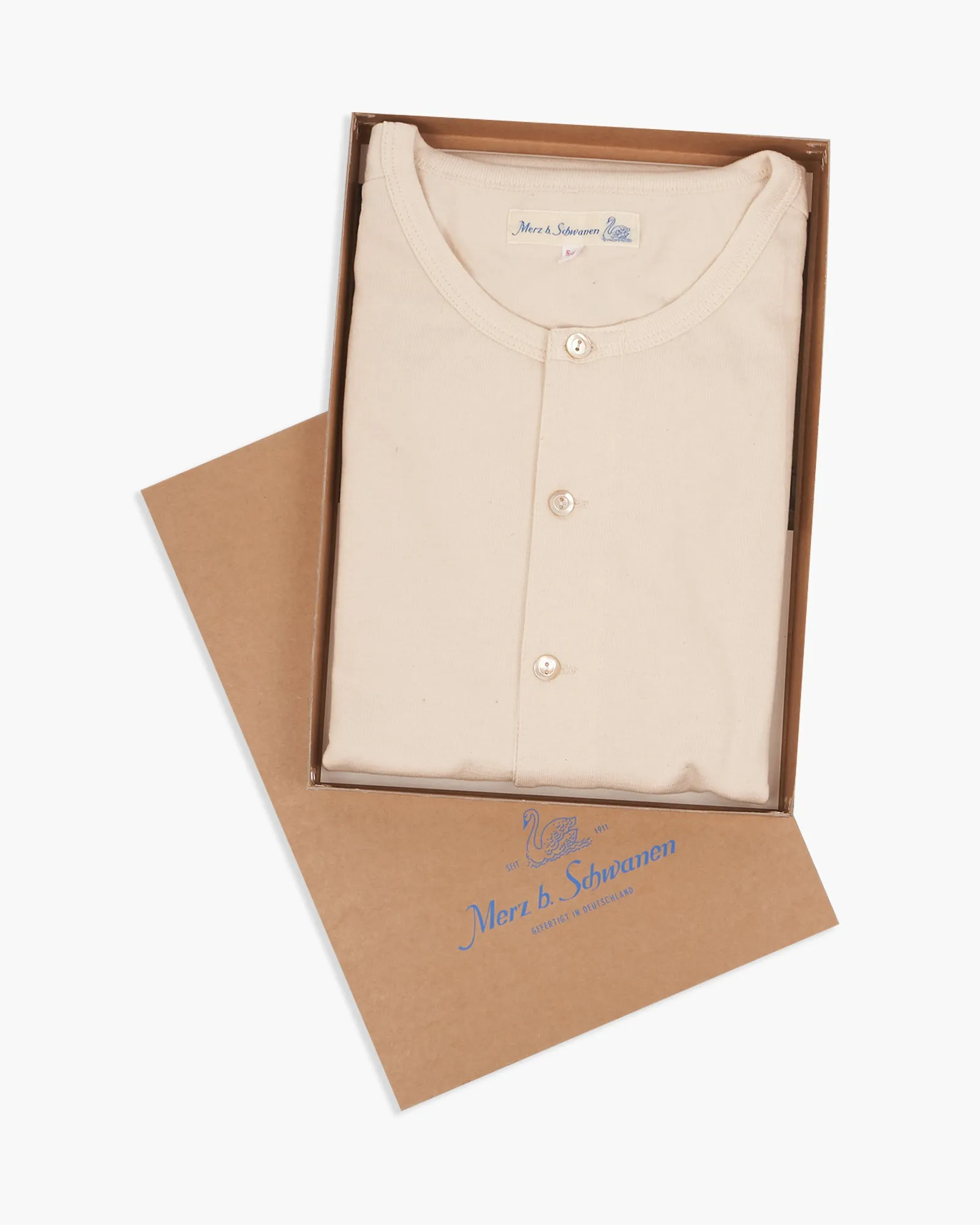 Merz B Schwanen Good Originals 207 8.6oz Loopwheeled S/S Henley - Nature