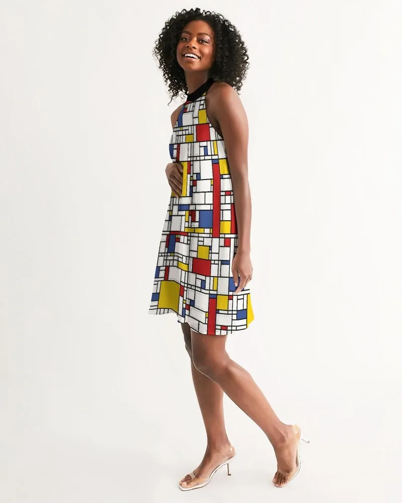 Mod Dress, Vintage Dress Style, Retro Dress, Mondrian Dress, Halter Dress,Geometric Dress, Mosaic Dress,Mosaic Dress, vintage inspired Dress