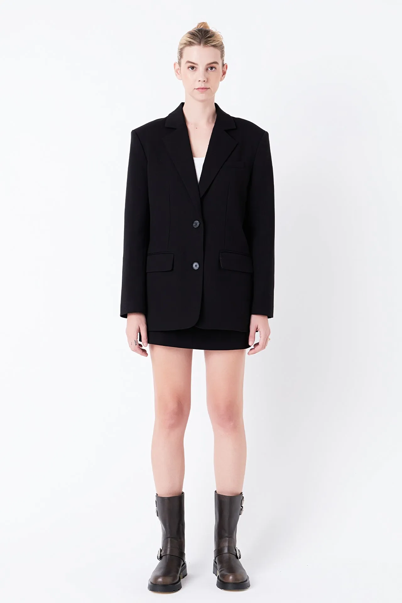 Oversized Notched Collar Blazer