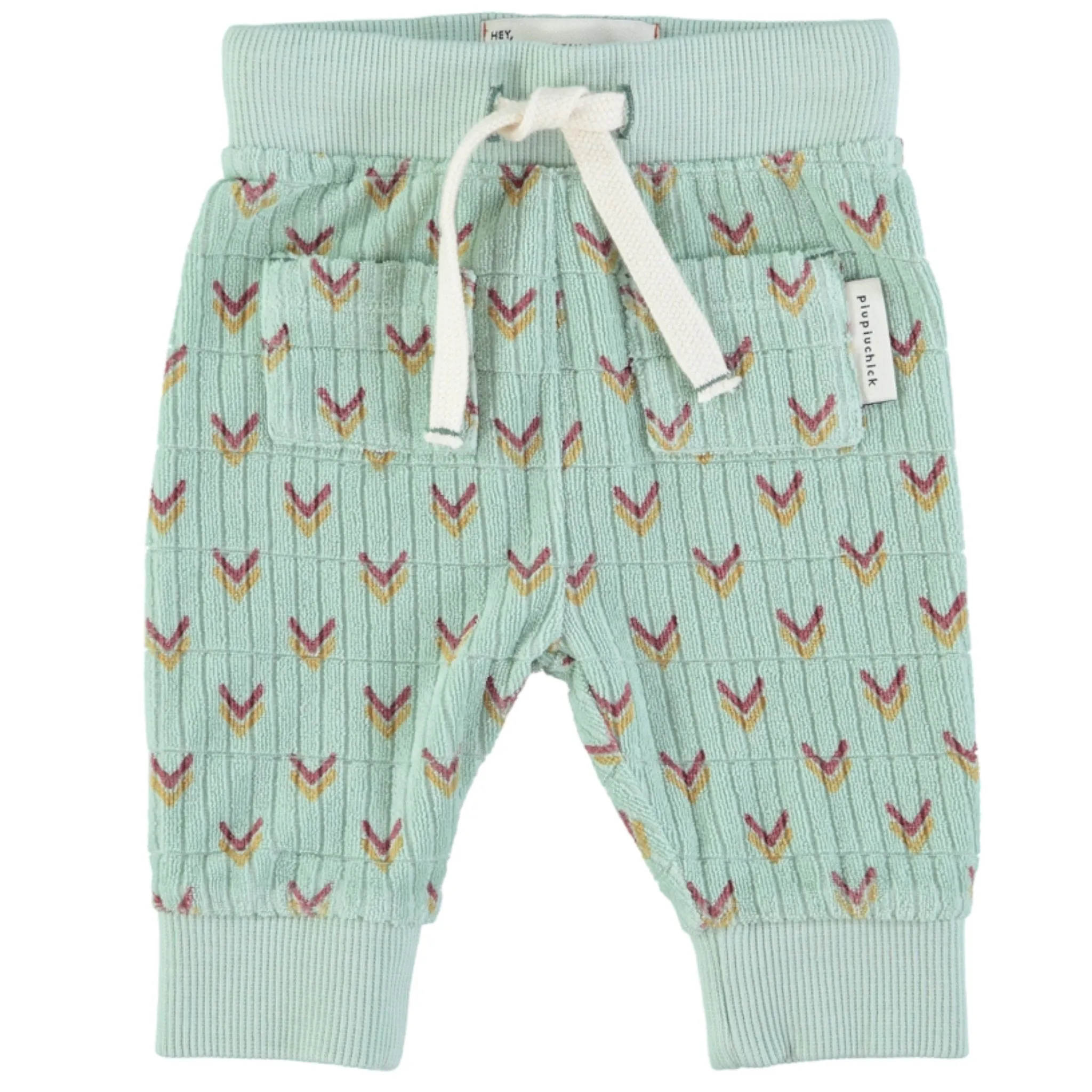 Piupiuchick Baby Trousers Terry Cotton - Green with Multicolor Arrows