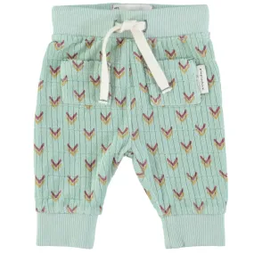 Piupiuchick Baby Trousers Terry Cotton - Green with Multicolor Arrows