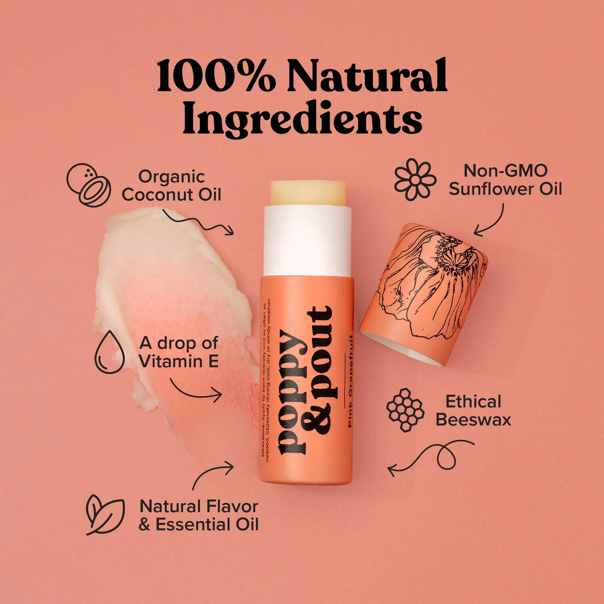 Poppy & Pout Lip Balm | Pink Grapefruit