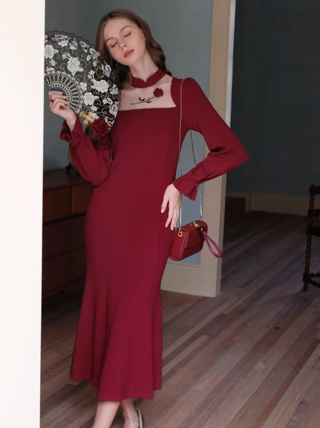 Rose Queen City Retro Fog China Dress