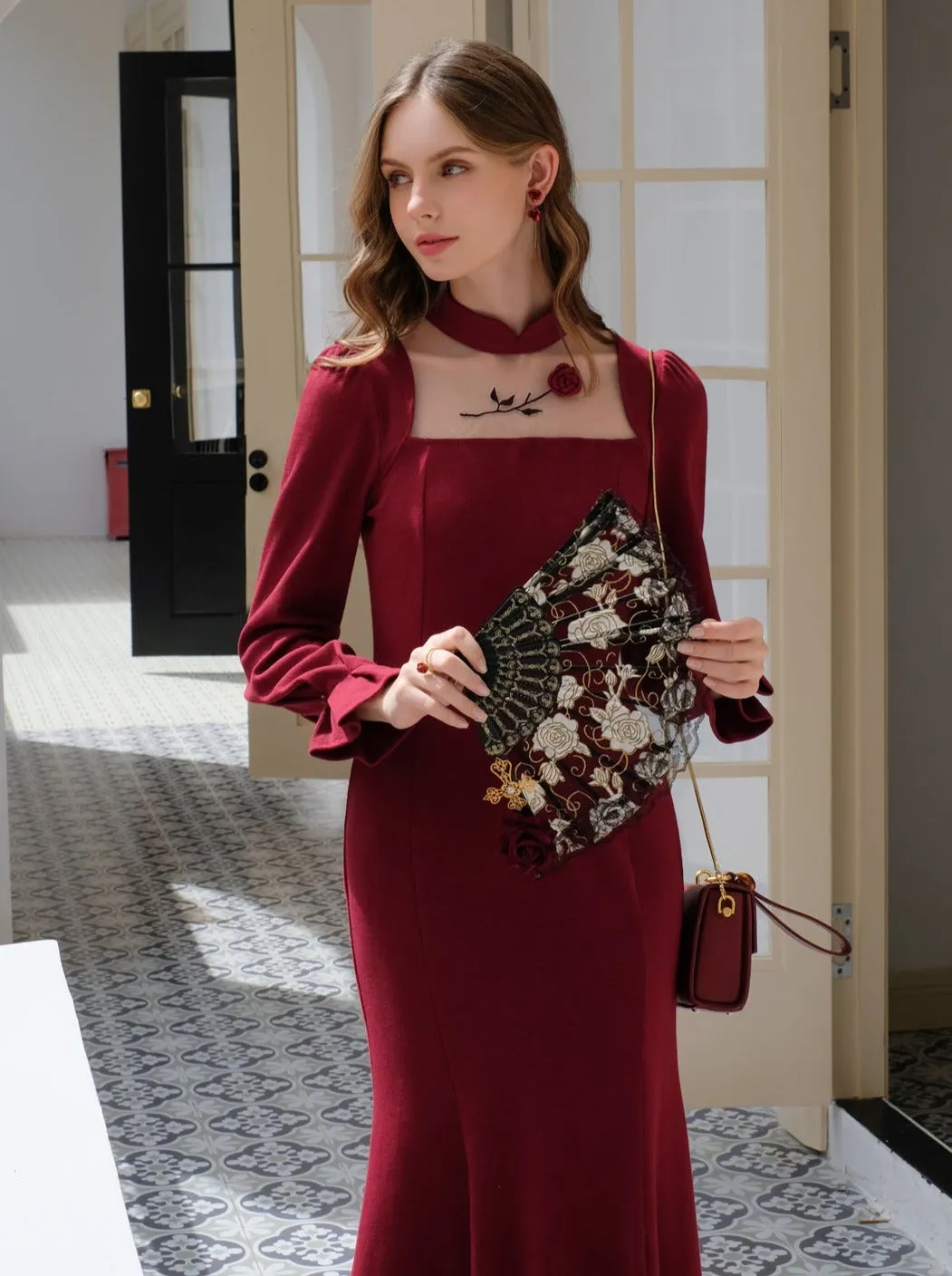 Rose Queen City Retro Fog China Dress