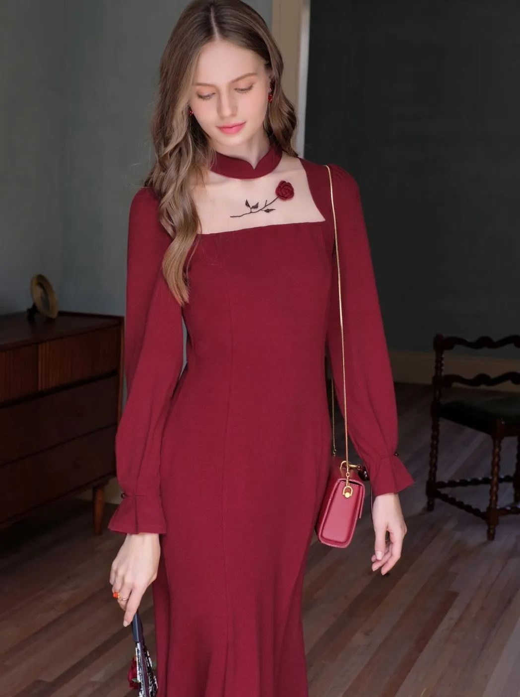 Rose Queen City Retro Fog China Dress