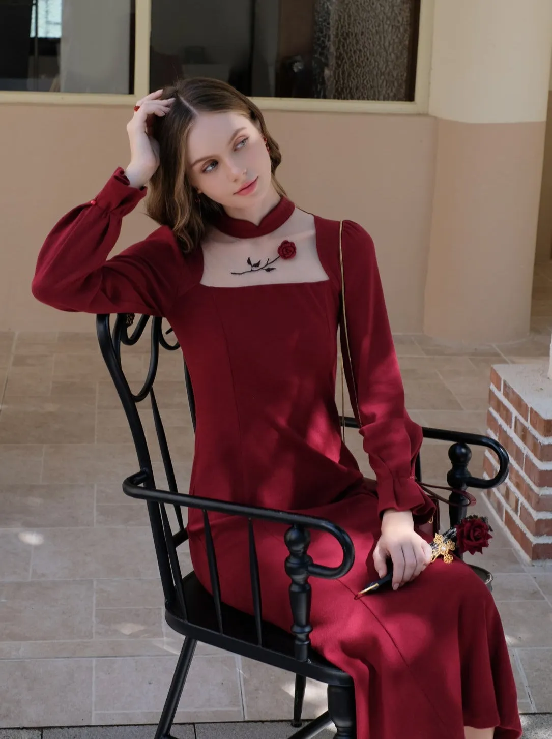 Rose Queen City Retro Fog China Dress