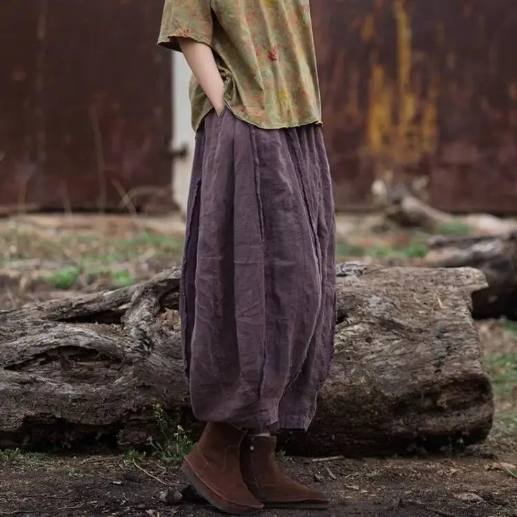 Stylish Women's Purple Linen Harem Pants for Any Occasion