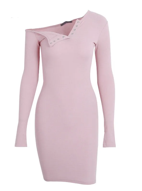 TastyHottie - One Shoulder Sexy Bodycon Dress Women Long Sleeve
