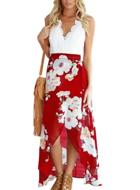 TastyHottie - Print Patchwork Dresses Sexy V Neck Women Lace Dress