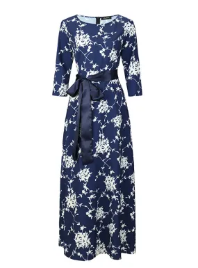 TastyHottie - Printing O-neck Elegant Casual Long Dress