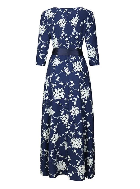 TastyHottie - Printing O-neck Elegant Casual Long Dress