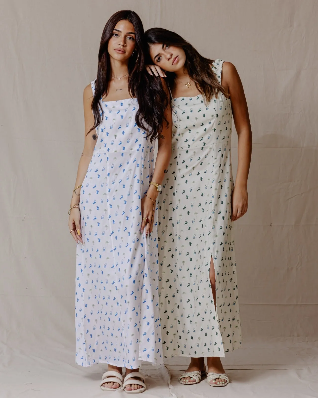 Tropical Nazar Palm Dress Green