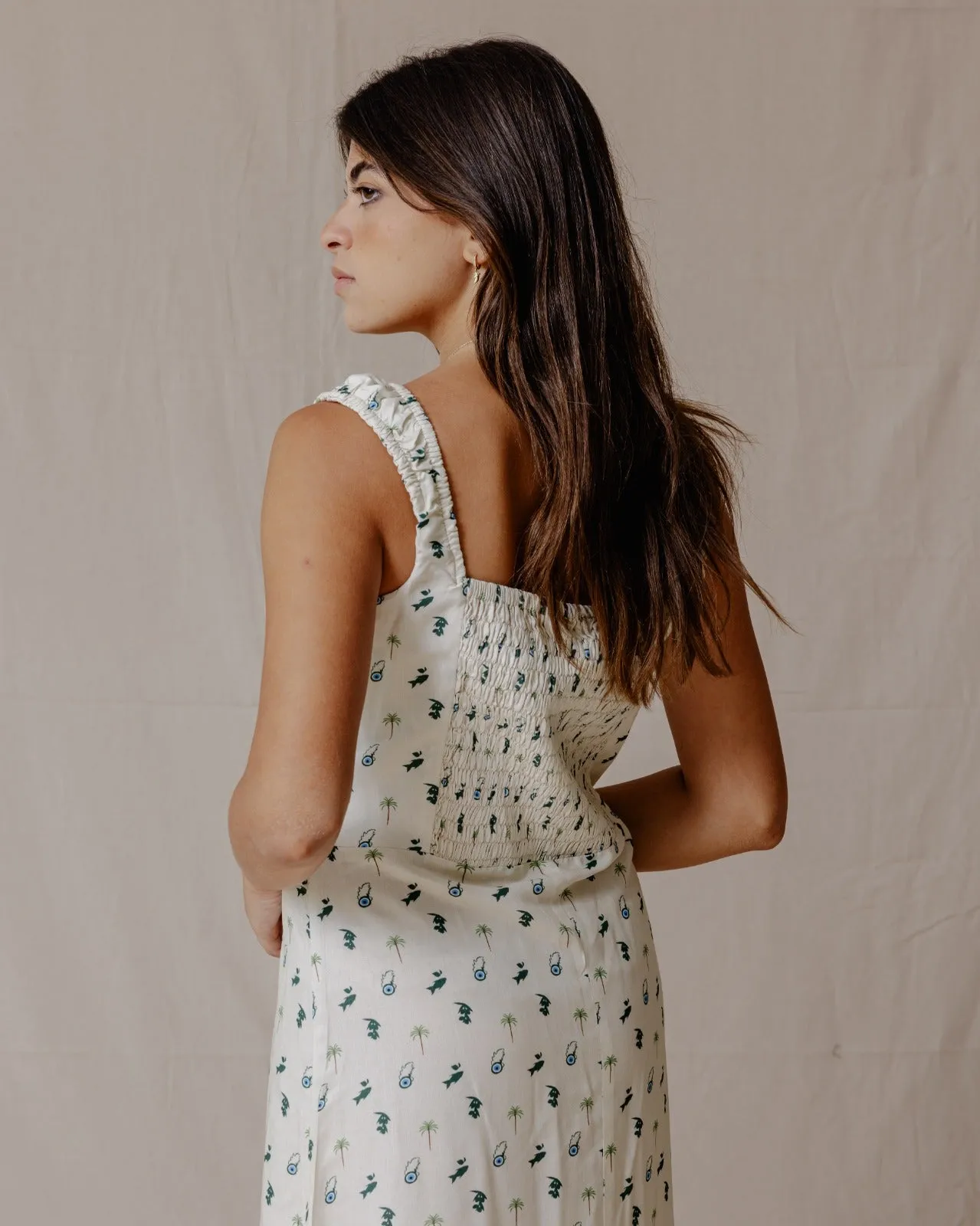 Tropical Nazar Palm Dress Green