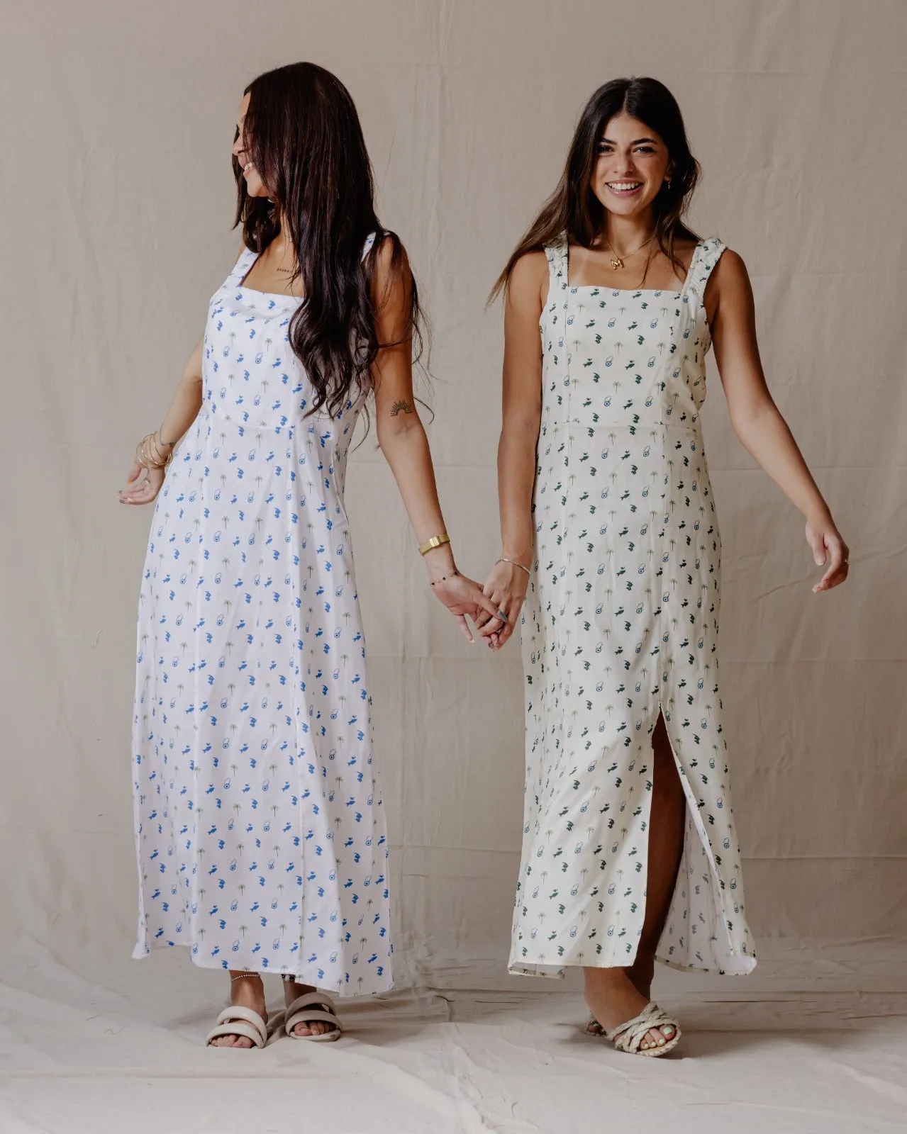 Tropical Nazar Palm Dress Green