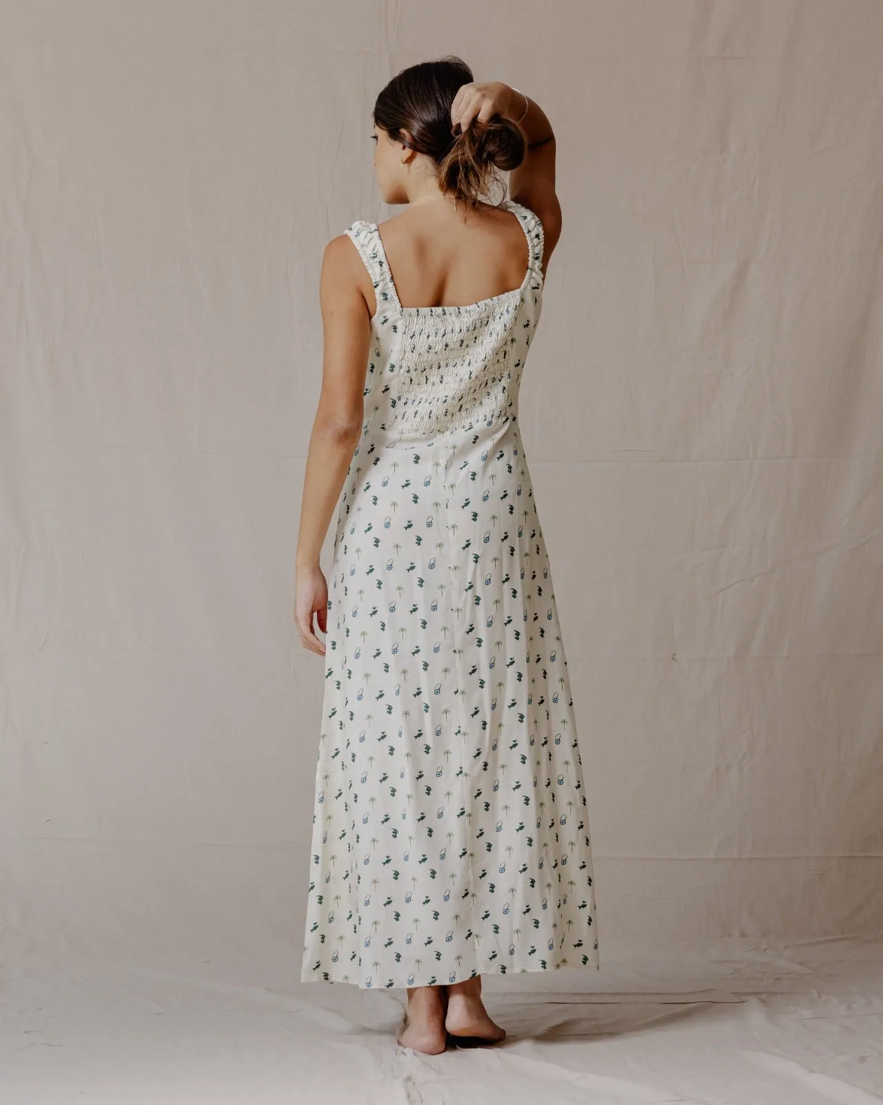 Tropical Nazar Palm Dress Green